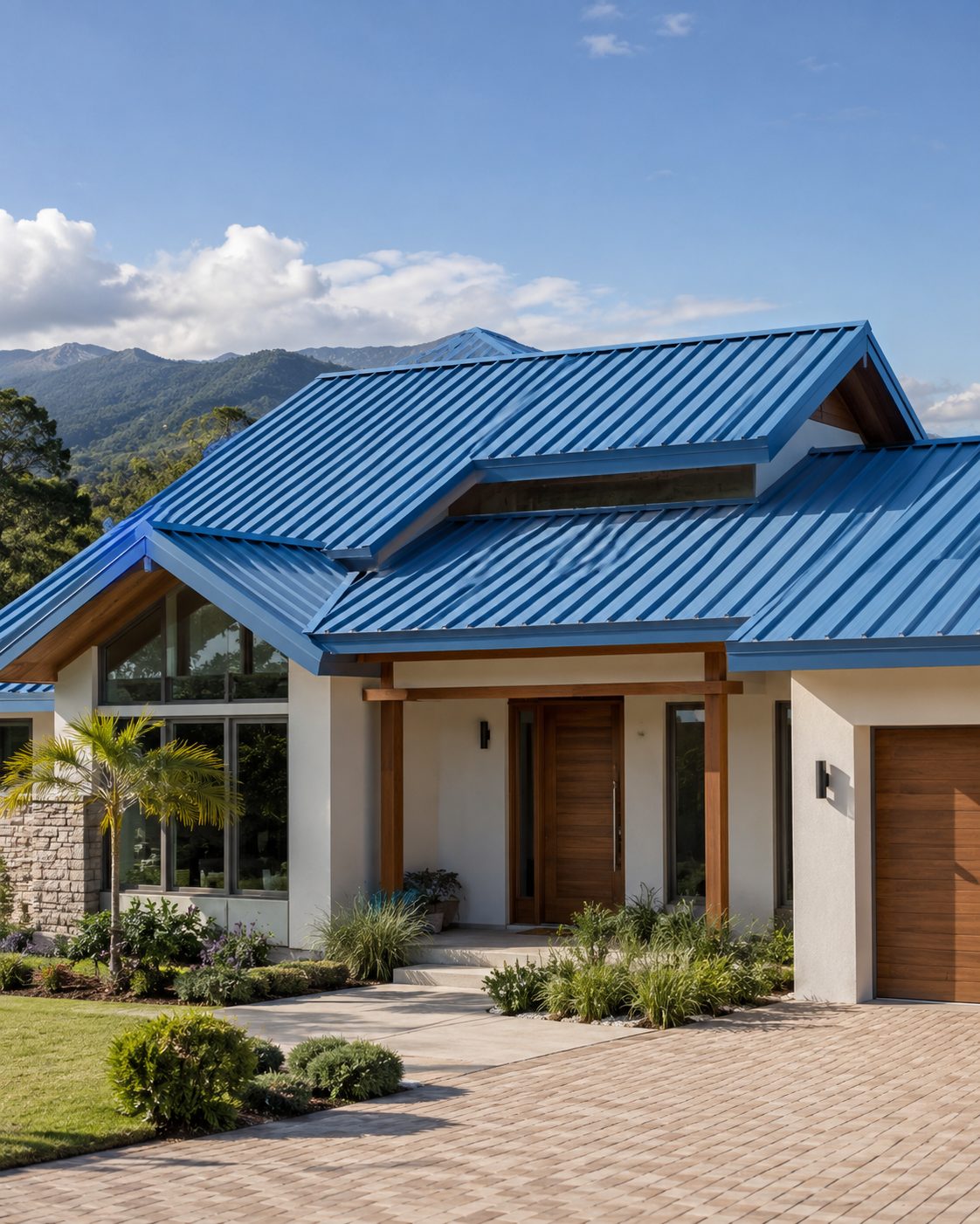 Vivienda moderna con Teja Arquitectónica azul